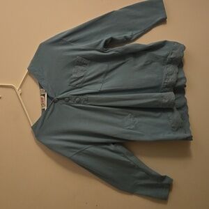 Women's Vintage, Blue Long Sleeve Top With Lace.